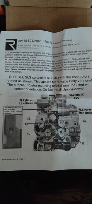 Elektrozawory solenoid sterownik skrzyni aisin AW 55-50 Rostra