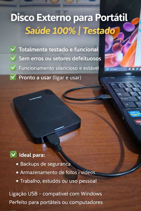 Disco Externo para Portátil – Saúde 100% | Testado