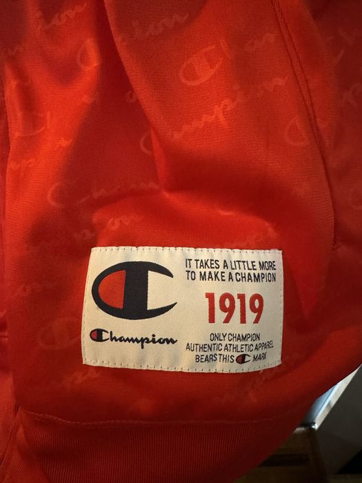 Champion Tracksuit Red Bluza M Lampasy Logo