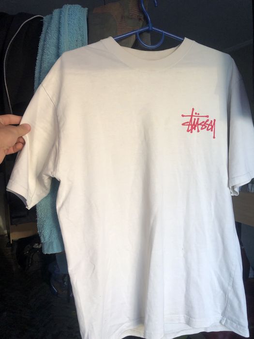 Футболка Stussy біла з червоним принтом / Stussy T-Shirt