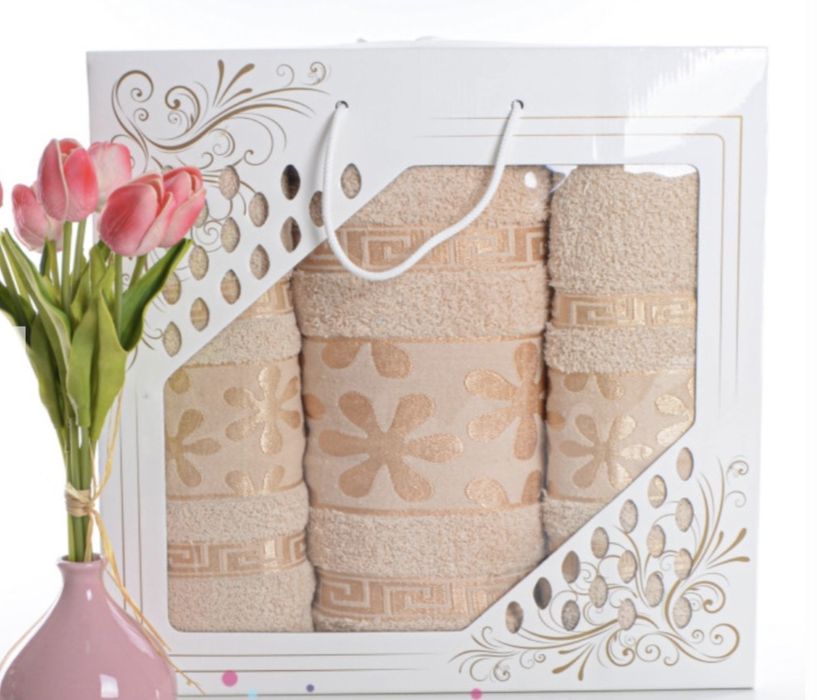 Великий подарунковий набір рушників, 100% котон, 3 шт.
