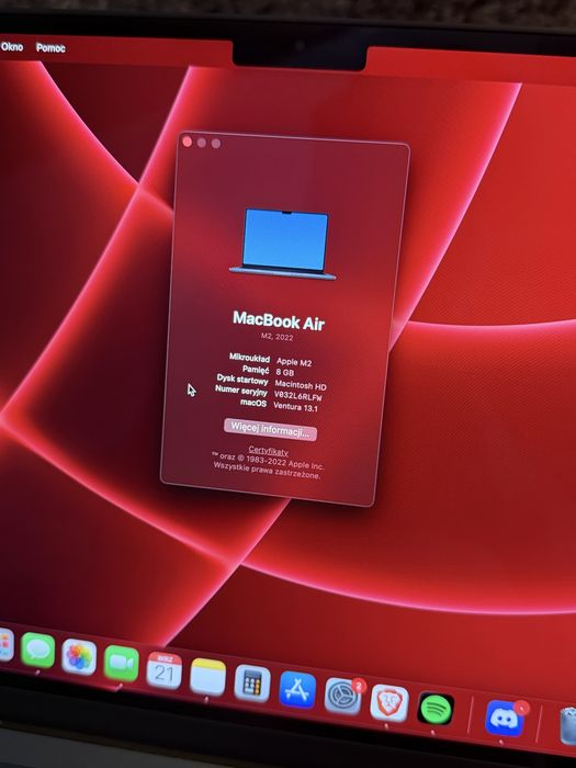 Macbook Air M2 - Stan Idealny