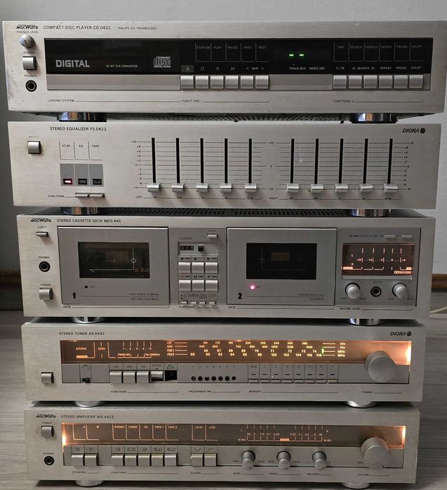 Kompletna wieża HI-FI DIORA MACWATTS TELKOM 5 elementów