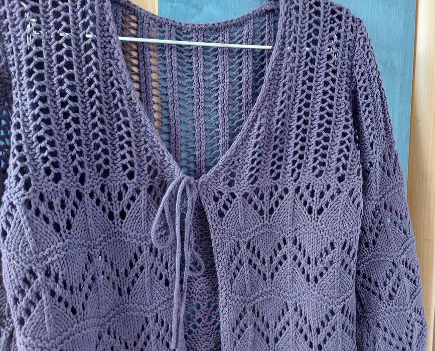 Sweter krótki ażurowy 3/4 rekaw rozm M