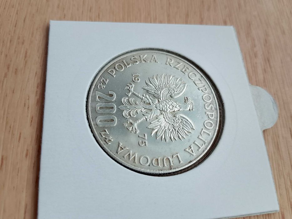 Moneta faszyzm , żołnierze , 200 zł 1975 , srebro 750