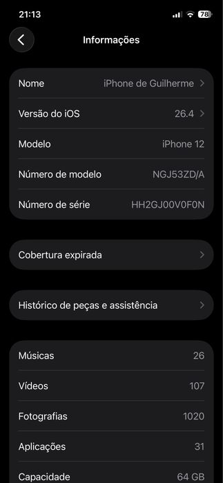 iPhone 12 64GB - Preto - Desbloqueado