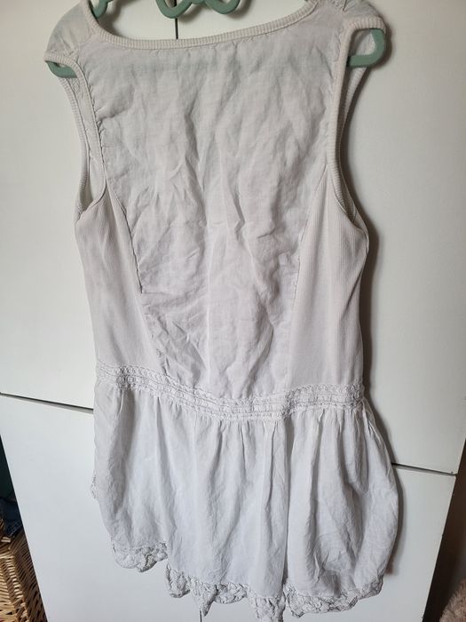 Sukienka boho 100% len M biała
