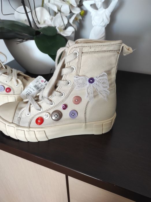 Trampki dziewczęce Eco aware ozdobione handmade 36