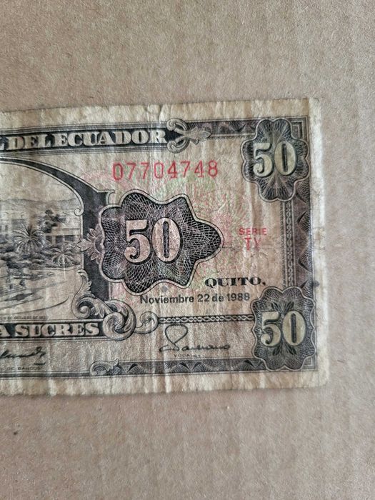 Nota 50 Sucres, Equador - Monumento aos Heróis, 22/11/1988
