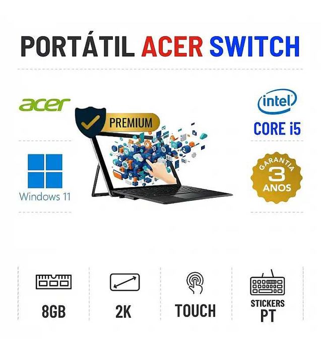 Portátil+Teclado Acer Switch 5 | 12" 2k Touch