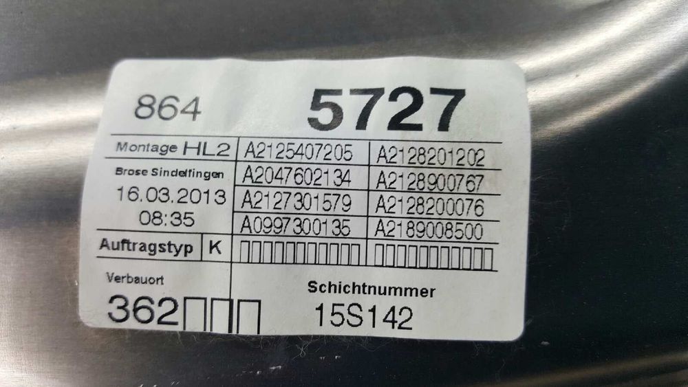ELEVADOR TRASEIRO ESQUERDO MERCEDES CLASE E (W212) LIM. 220 CDI BLUEEFFICIENCY (...