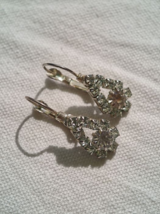 Srebrne kolczyki vintage z kryształkami