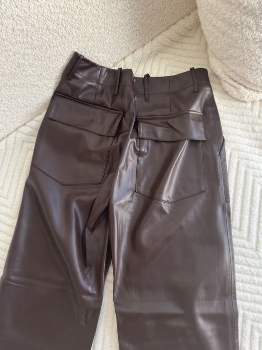 Штани шкіряні zara шоколад коричневі