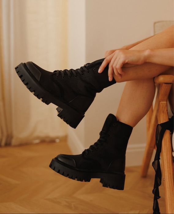 Чоботи осінь/зима водонепроникні на хутрі, 37р. Вставки з натур. шкіри