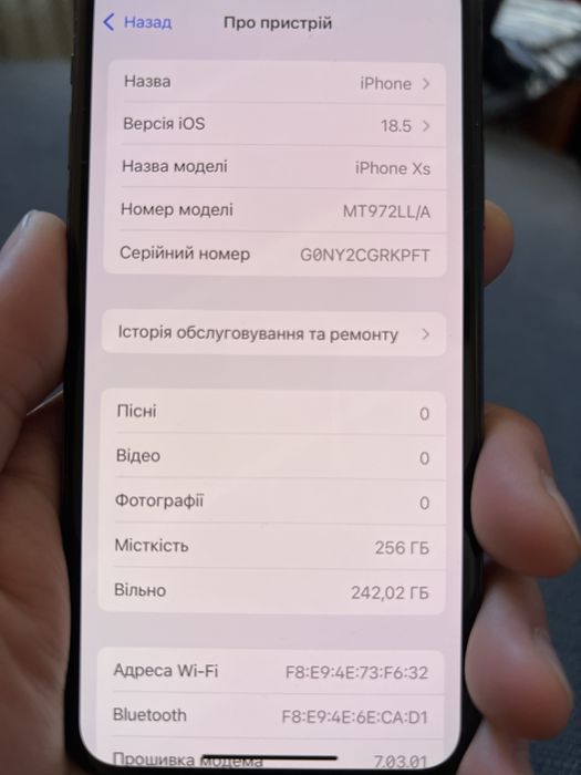 iPhone XS 256Gb Space Gray Neverlock в ідеальному стані