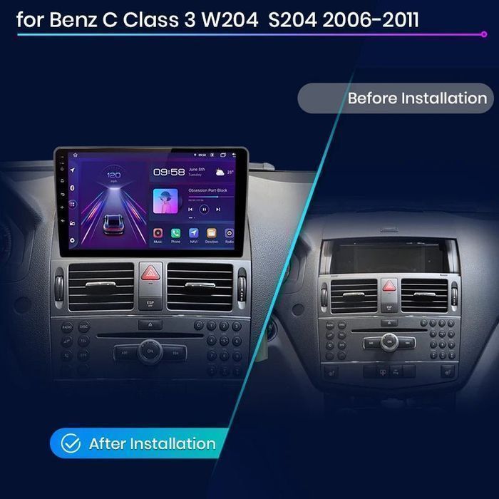 Radio 2DIN 9" Android Auto CarPlay Navi Mercedes C W204 S204 PL