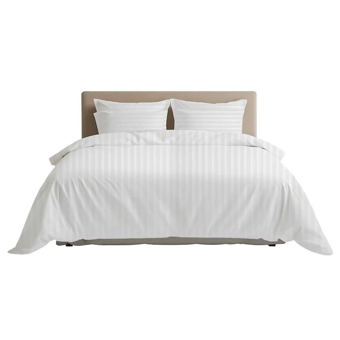 Постільна білизна євро Страйп Сатин біла, постельное белье евро