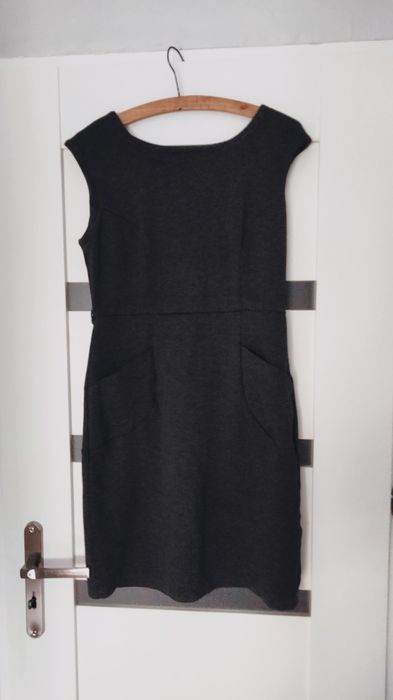 Sukienka damska, elegancka, biurowa, okrągły dekolt, Plus Size, Tu
