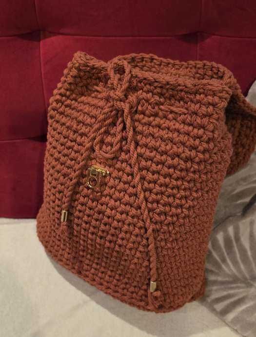 nowy plecak etno boho rudy sznurkowy