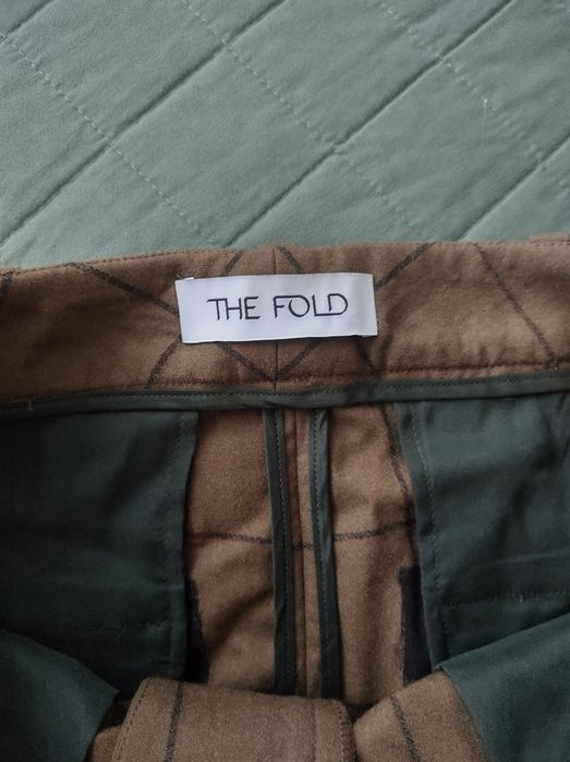 The Fold rozmiar M wełniane kuloty krata spodnie 3/4 damskie