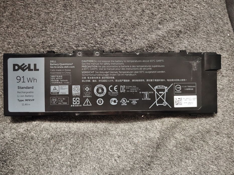 Oryginalna Bateria DELL MFKVP T05W1 1G9VM GR5D3 RDYCT TWCPG 11.4V 91Wh Dell 7710 7510 7720