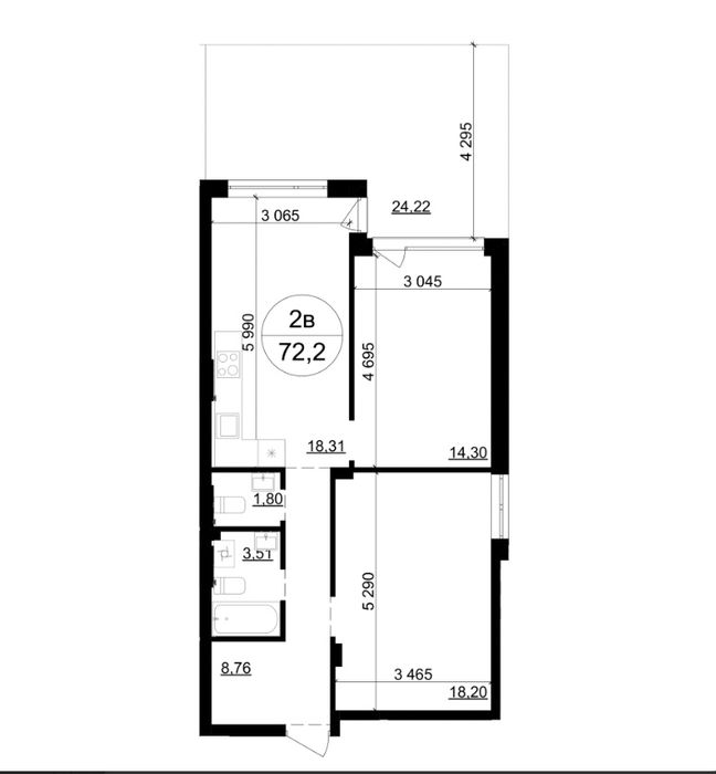 Продаж 2-к квартири + власне патіо, площа: 72.2 м², Брюховичі