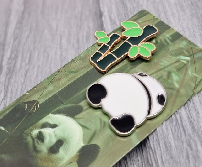 Panda i bambus 2szt. pin przypinka przypinki znacznik upominek prezent