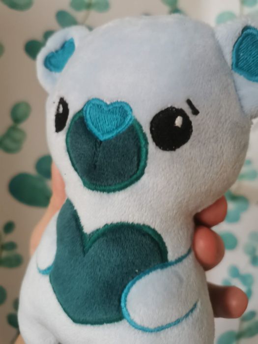 Pluszowy handmade mały misiu błękit plus ciemny morski