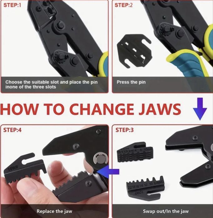 Kit Alicate de Cravar Terminais Profissional + 8 Matrizes (Novo)