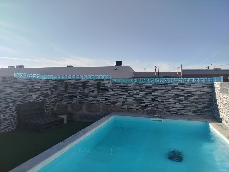 Tijolos de vidro azui