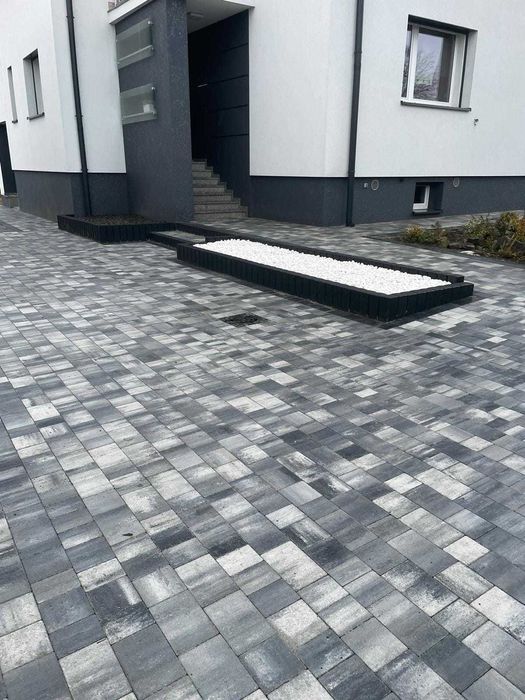Bruk Prosty Szary Melanż Płukany kostka brukowa betonowa podjazd grys