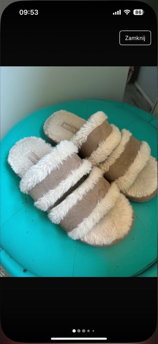 Hunkemoller teddy kapcie klapki klapeczki papcie futrzane futerko