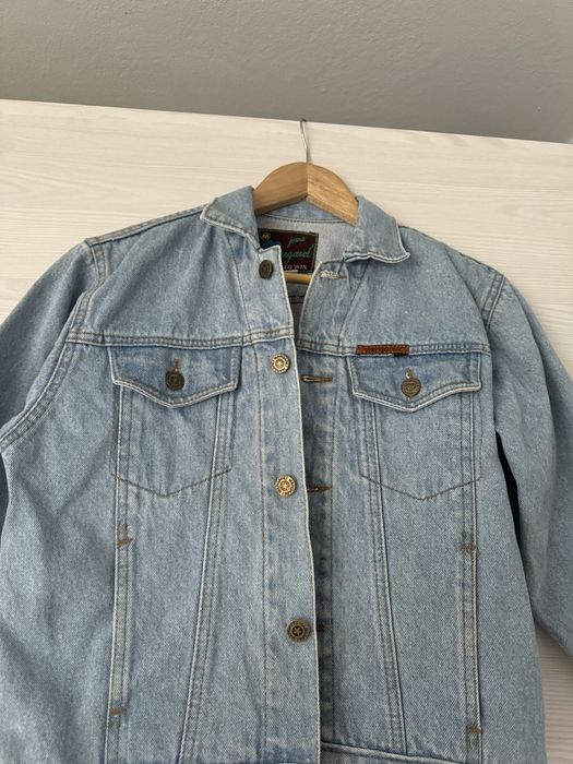 Damska krótka kurtka jeansowa vintage guziki kieszonki