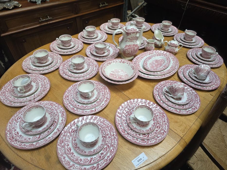 Serwis obiadowy i kawowy  angielski różowy  18 os #2220 Stylowy Węgrów
