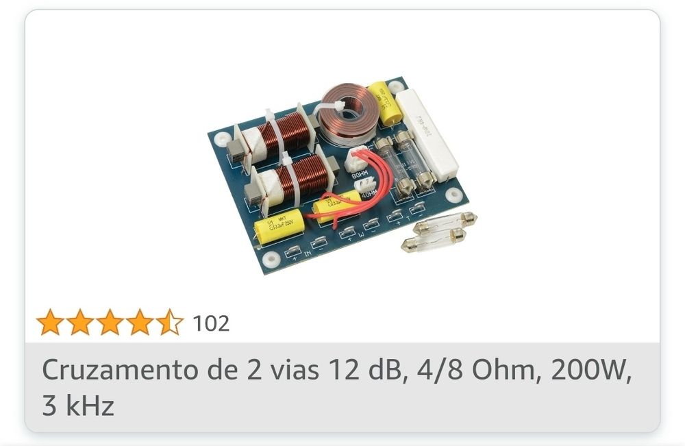 Crossover para colunas HiFi e automovel de duas vias NOVO par