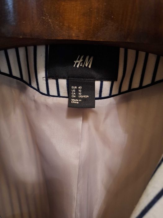 Blazer Branco com riscas azuis mulher H&M, L / 40 / 12