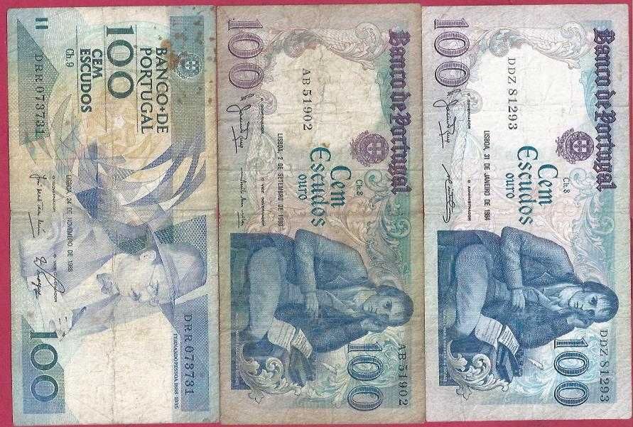 Notas  de  Portugal  5 Notas de 100 e 50 Escudos