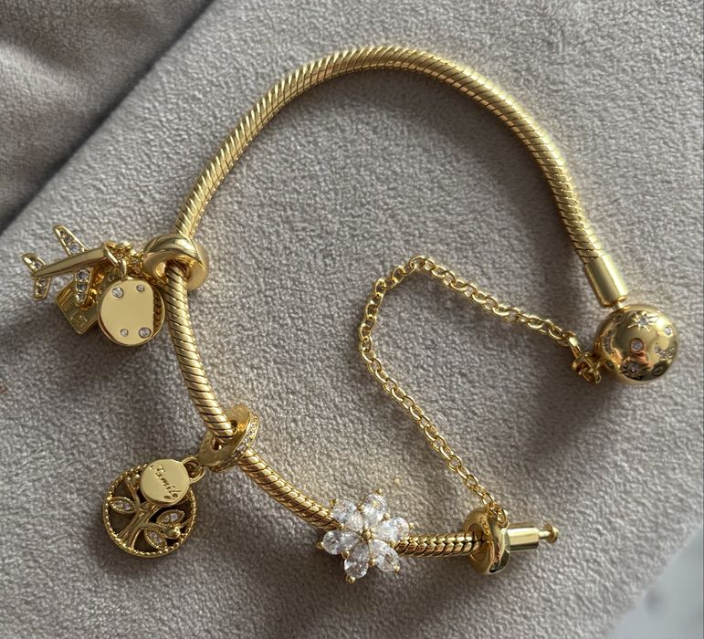 Bransoletka 18cm z charms s925 biżuteria prezent jak Pandora