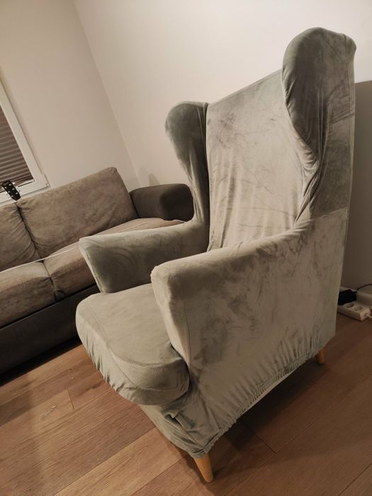 Fotel uszak Ikea Strandmon - szary.
