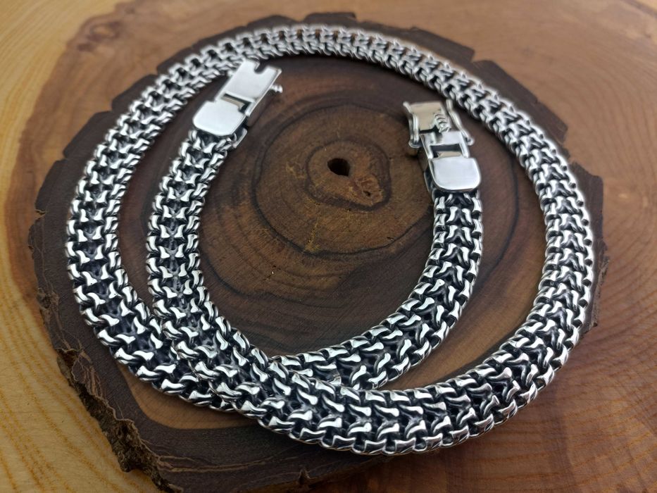 Мужская Серебряная Цепочка Двойной Арабский Бисмарк. Срібний ланцюг