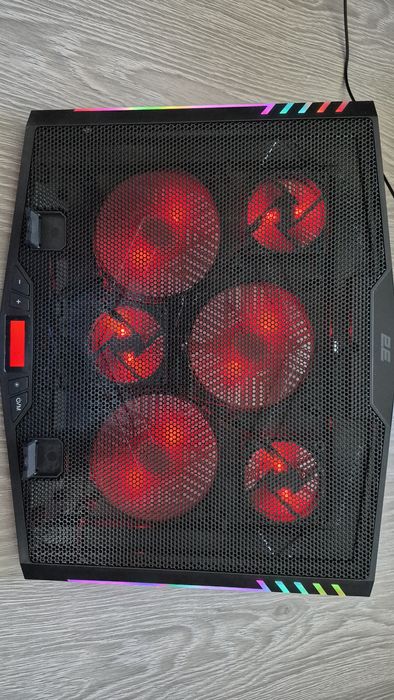Підставка для ноутбука 2E GAMING CPG-005, до 17.3", 2xUSB-A, LCD/phone holder, RGB, чорний