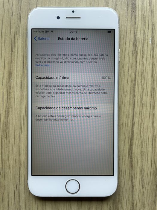 iPhone 6 de 64GB capacidade e Bateria com capacidade maxima de 100%