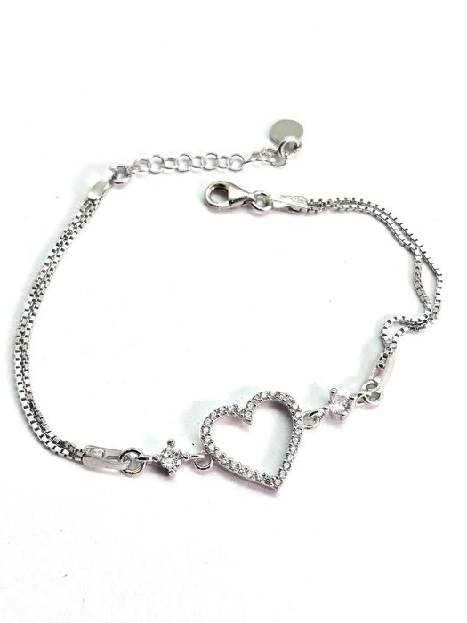 Srebrna bransoletka z serduszkiem 925 - NOWA