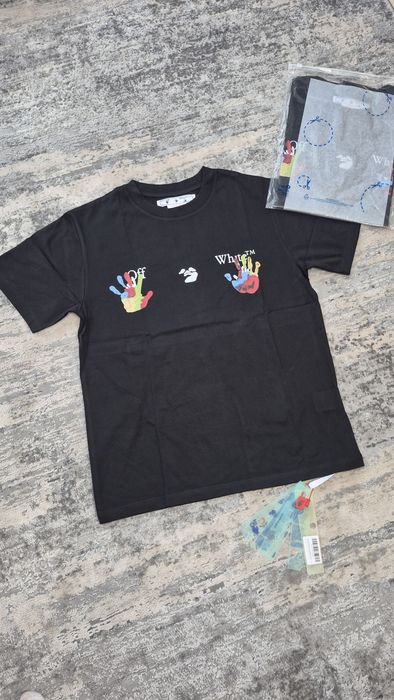 Футболка Off White с Принтом 2 ладонь Off white I Футболка Офф вайт черная Off-White I Balenciaga Off white Gucci Варе Футболка Топ качестао