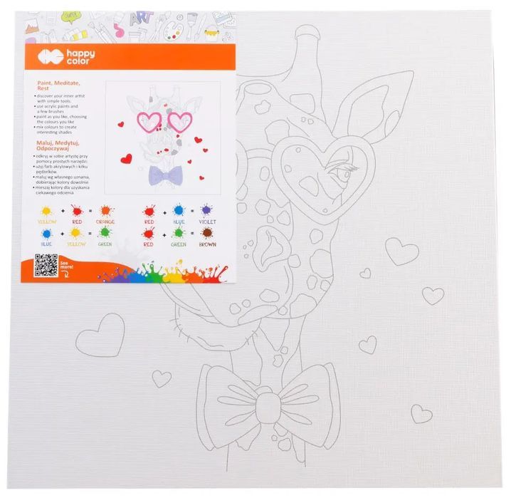 Podobrazie bawełniane z nadrukiem Żyrafa 25x25 tablica MDF Happy Color. Nowy Produkt