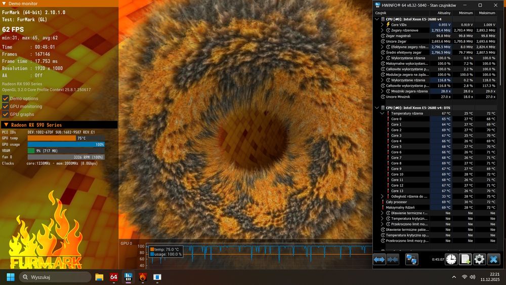 Komputer gamingowy do nauki i gier RX 590 DDR4 32GB E5-2680v4 Wi-Fi