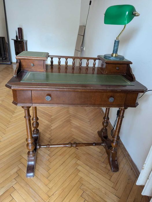Drewniane biurko vintage z nadstawką -  styl klasyczny / sekretarzyk