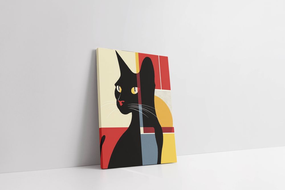 Obraz Geometryczny Kot w Abstrakcji 45x60 cm na Płótnie