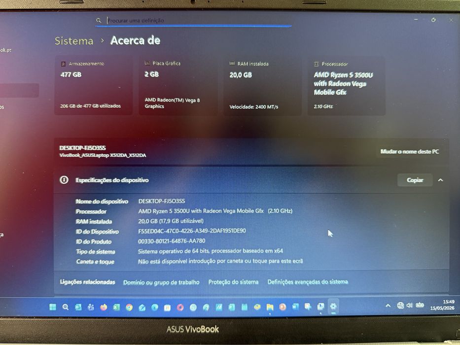 Portátil ASUS VivoBook 15 X512D AMD Ryzen 5
