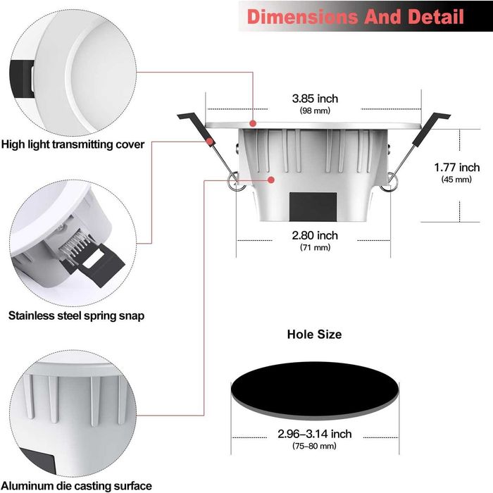 Inteligentne oświetlenie MagicLight 3 cale 5 W bluetooth 4 sztuki